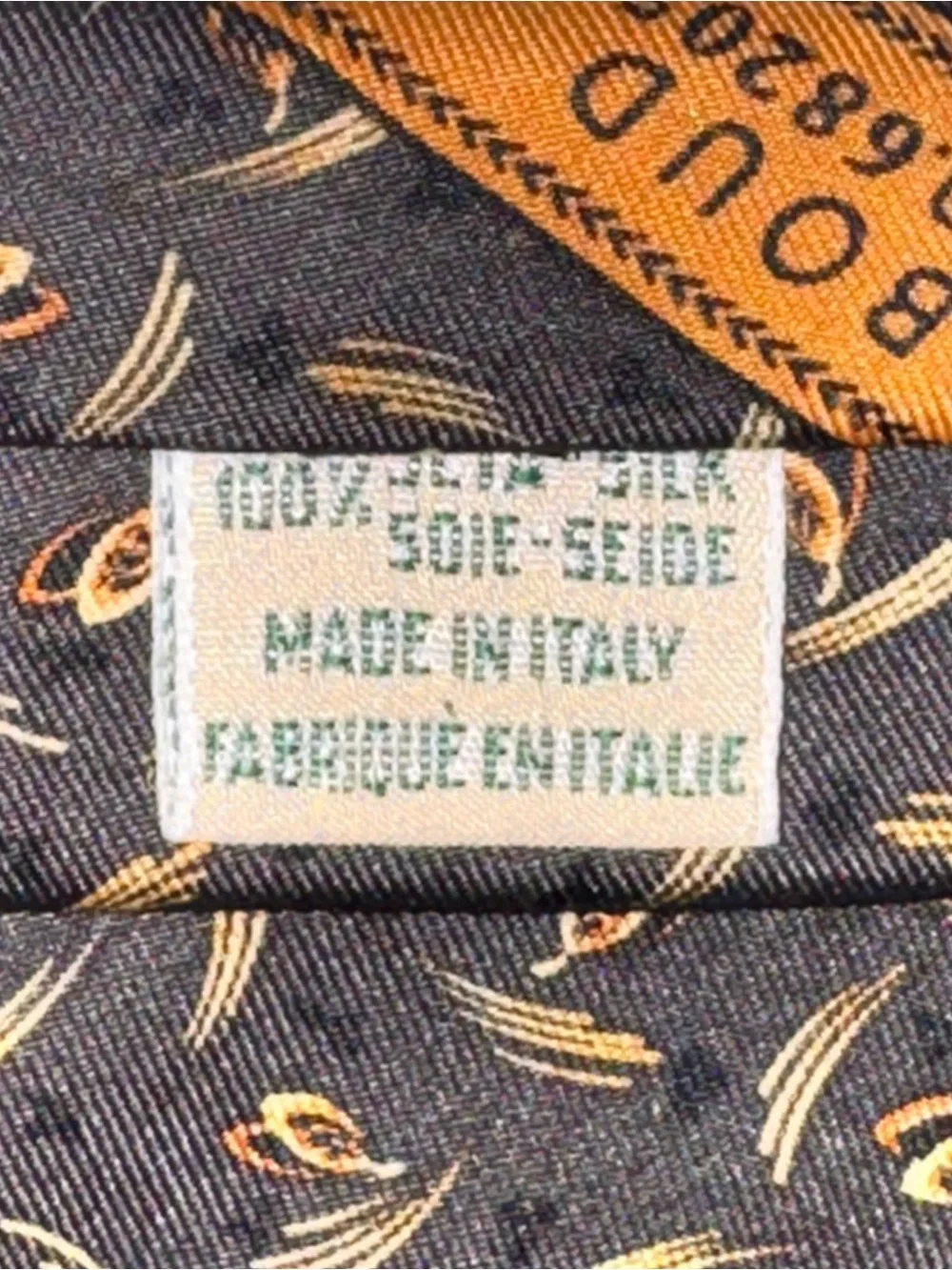 Joseph Abboud Men’s Necktie Gray Silk Tie with Gold and Olive Motif